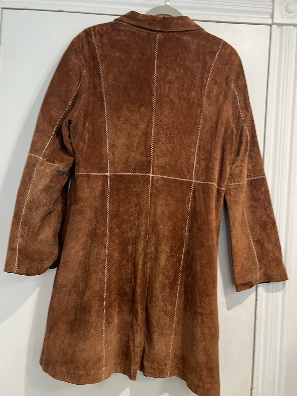 John Paul Richard Uniform Vintage Suede Button-Front Brown Coat Sz. 14 - Picture 3 of 11